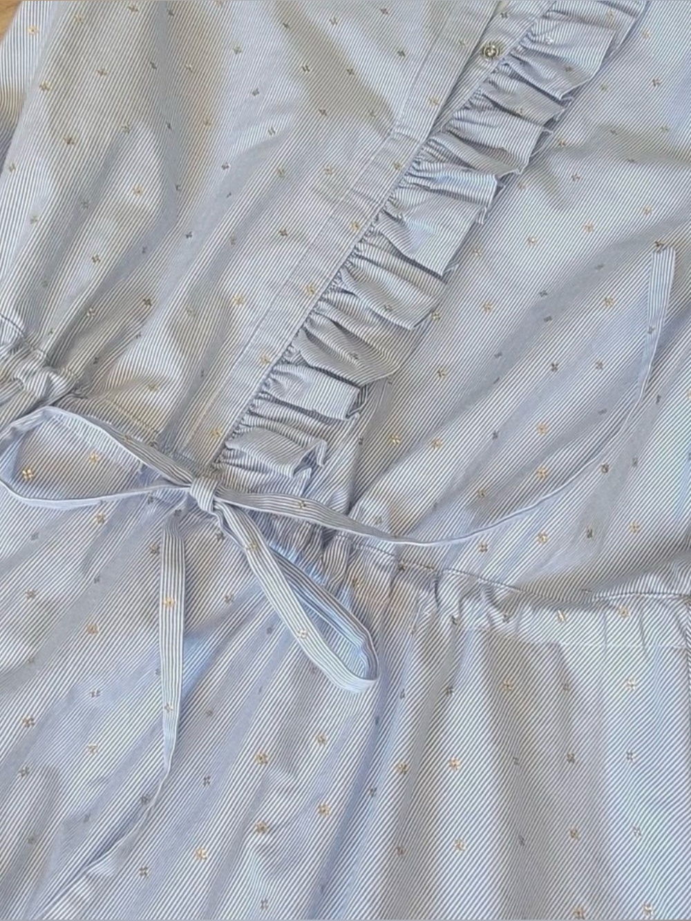 Ted Baker Beyonic Blue Gold Ruffle A-Line Dress, Size 8 - Picture 12 of 15